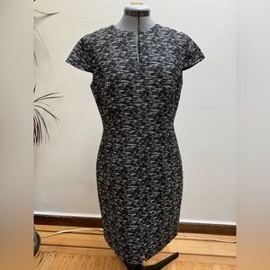 Paule Ka black/white intarsia cap sleeve dress